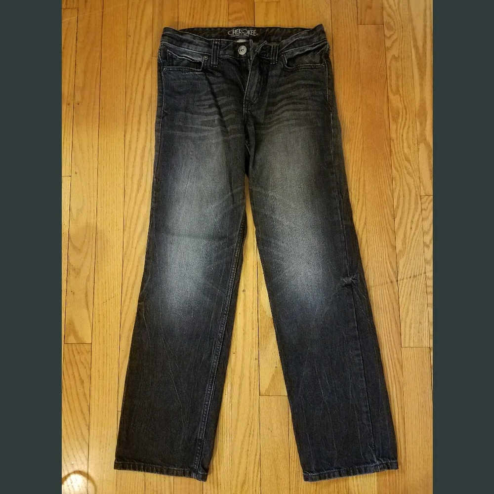 Boys Cherokee Straight Leg Black Jeans